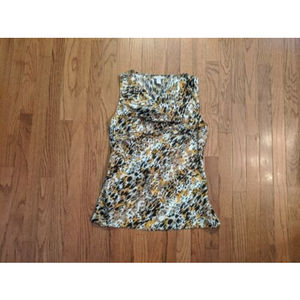 Banana Republic Womens Size L Yellow/Brown Cowl Neck Sleeveless Shirt